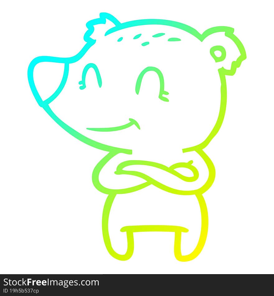 cold gradient line drawing friendly bear cartoon