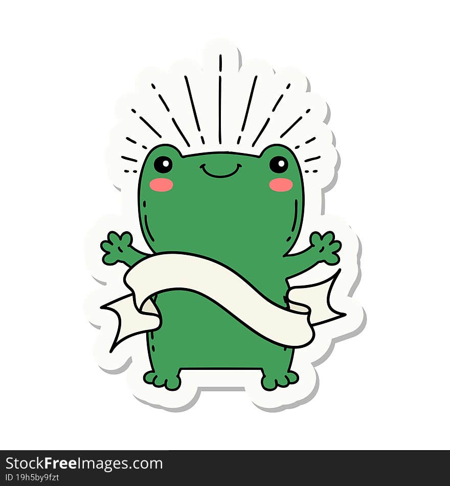 sticker of tattoo style happy frog