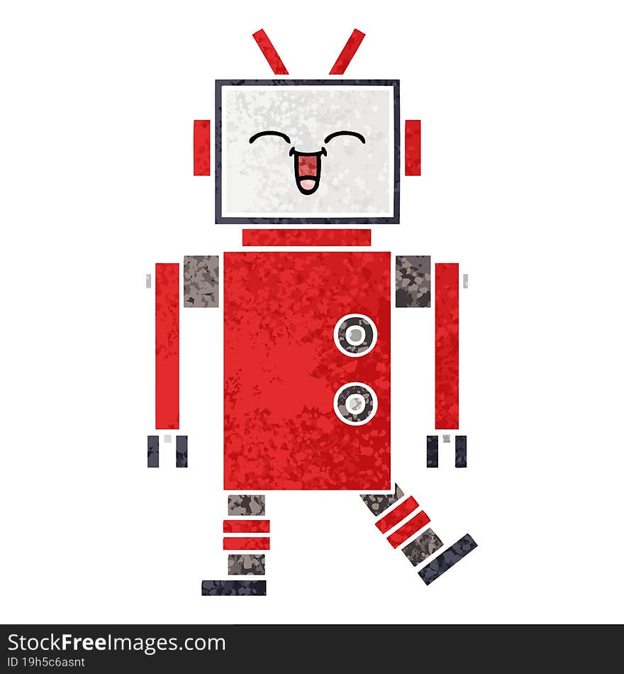 Retro Illustration Style Cartoon Robot