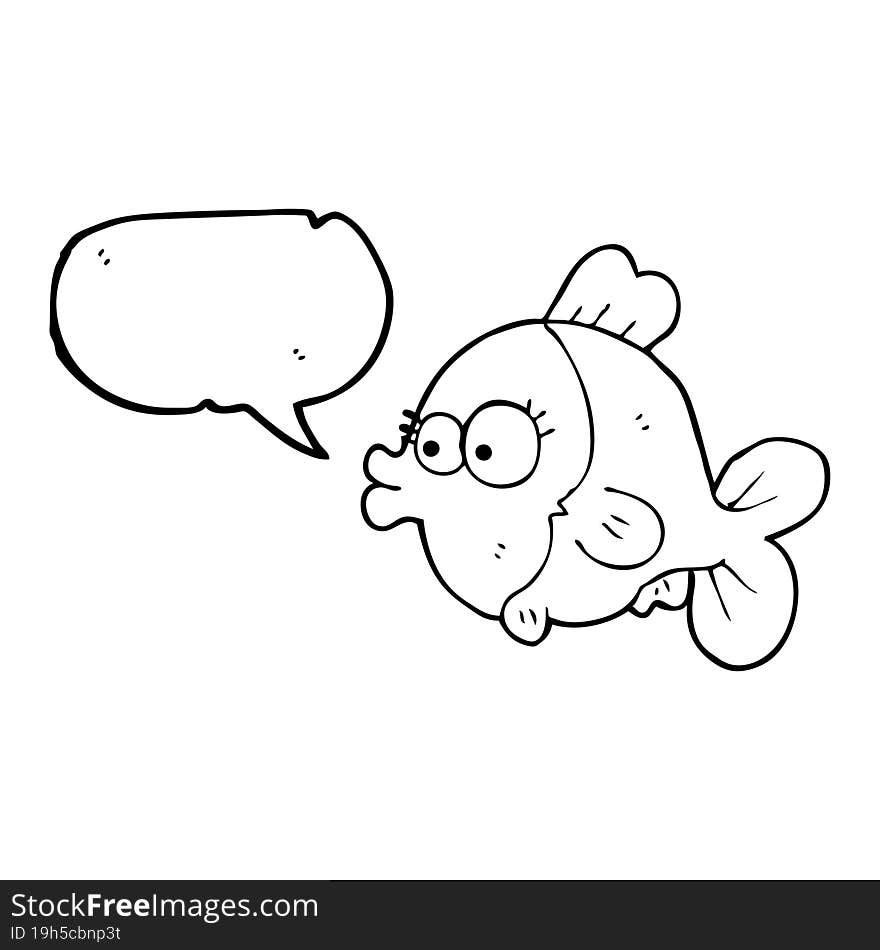 funny speech bubble cartoon fish with big pretty eyes