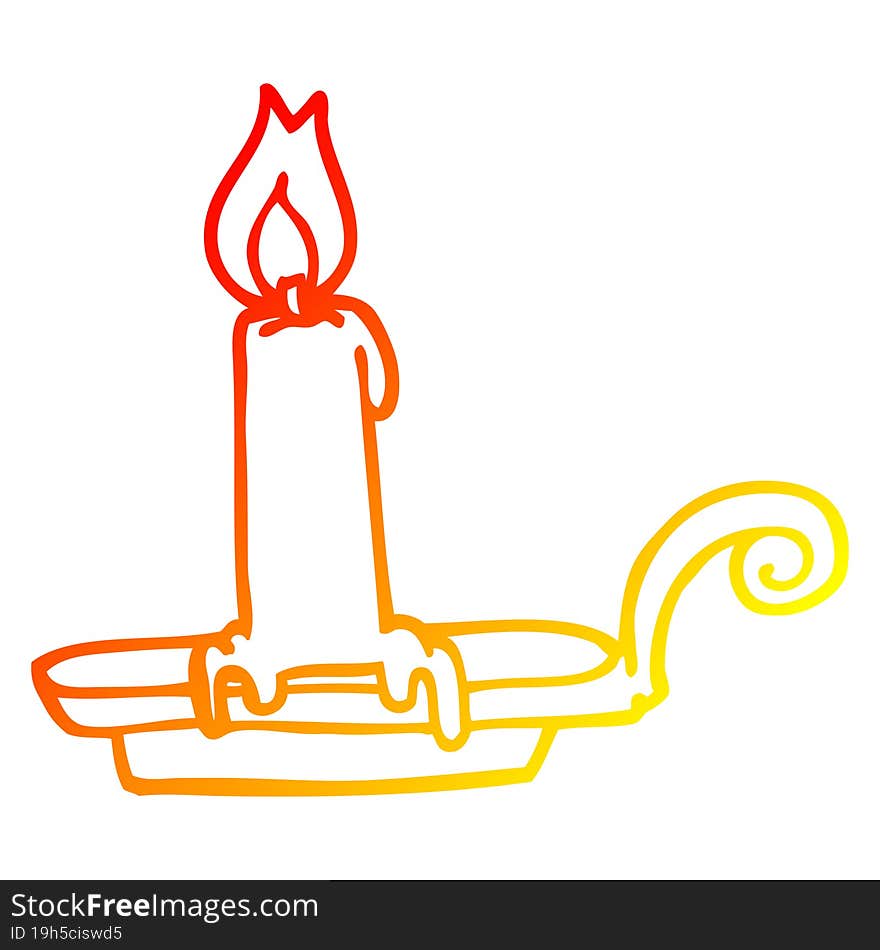 warm gradient line drawing cartoon burning candle