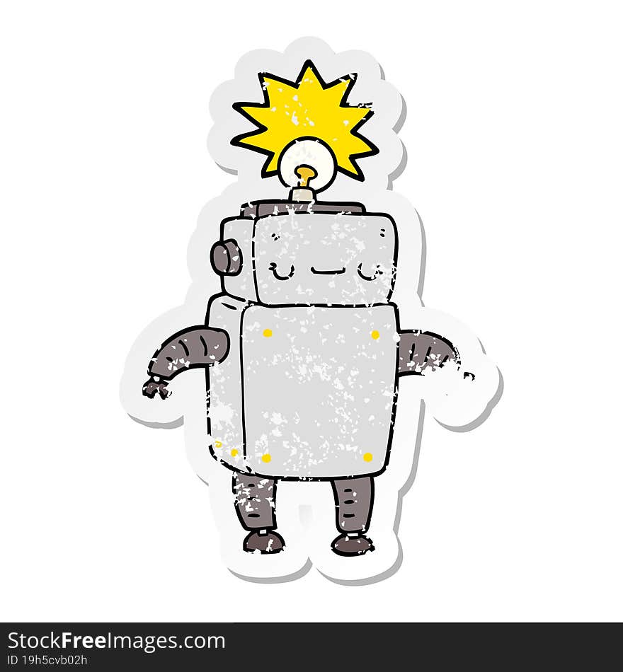 Distressed Sticker Of A Cartoon Robot