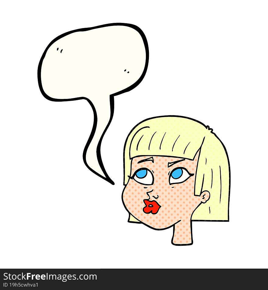 comic book speech bubble cartoon female face