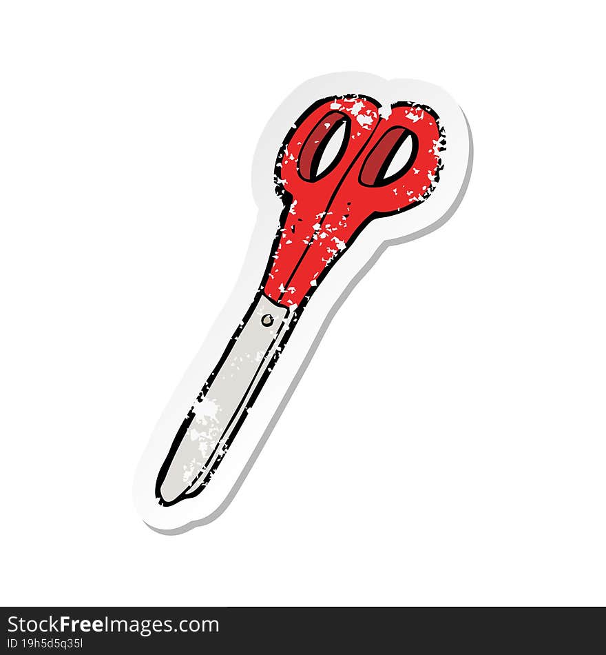 Retro Distressed Sticker Of A Cartoon Scissors