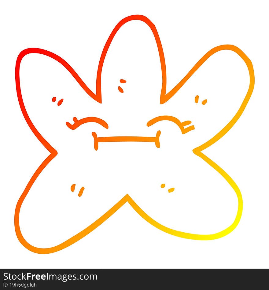 warm gradient line drawing of a cartoon star fish