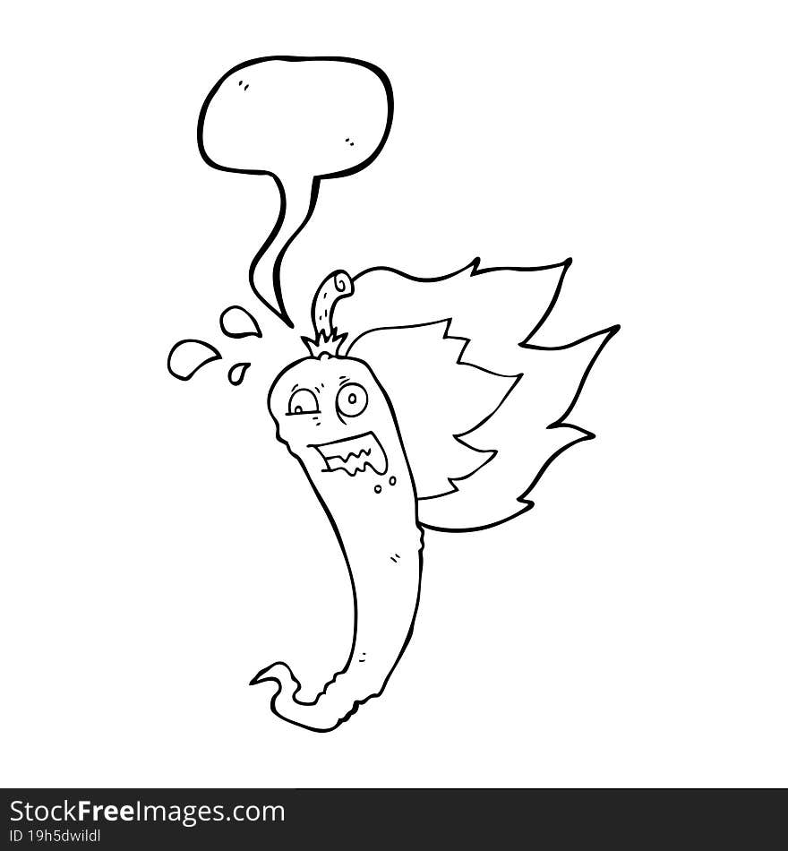 hot chilli pepper speech bubble cartoon