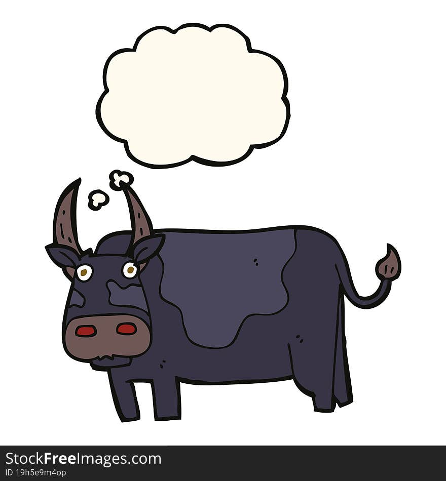 cartoon bull with thought bubble