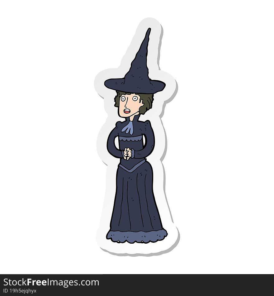 sticker of a cartoon halloween witch