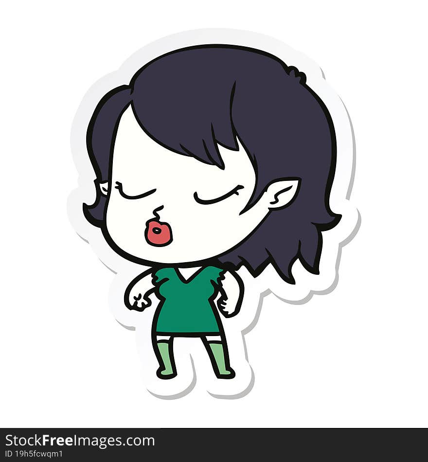 Sticker Of A Cute Cartoon Vampire Girl