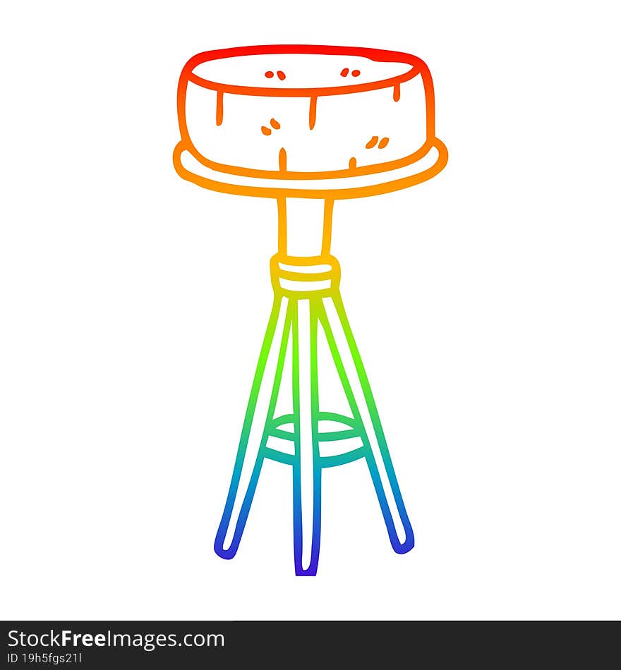 rainbow gradient line drawing cartoon breakfast stool