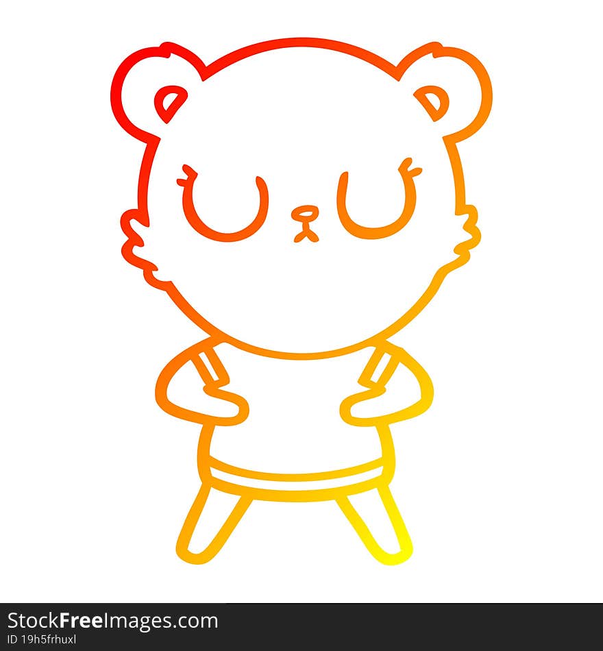 warm gradient line drawing of a peaceful cartoon bear