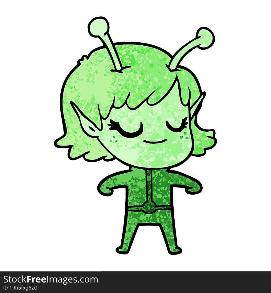 smiling alien girl cartoon. smiling alien girl cartoon