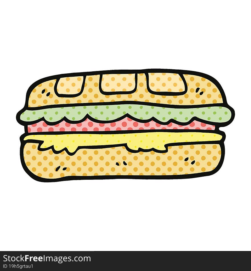 Comic Book Style Cartoon Tasty Sandwich