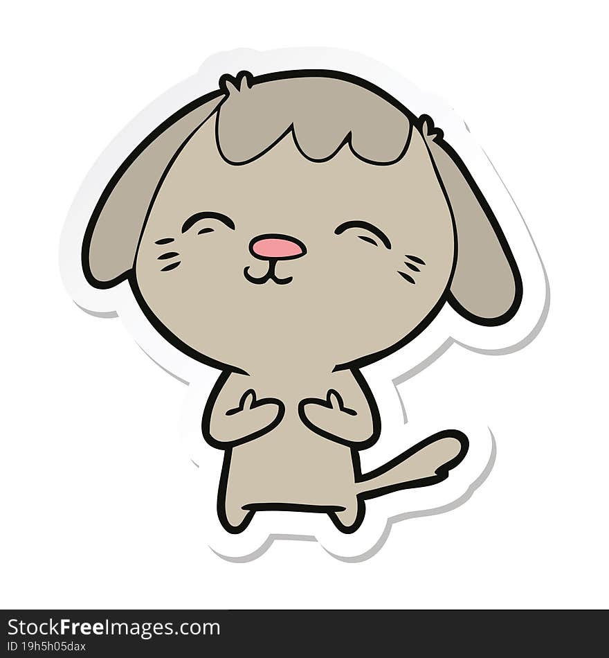 Sticker Of A Happy Cartoon Dog