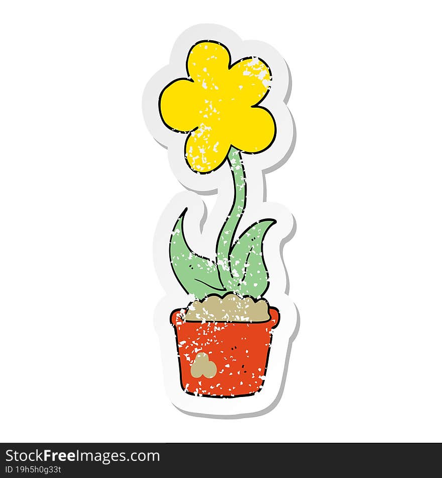 distressed sticker of a cute cartoon flower