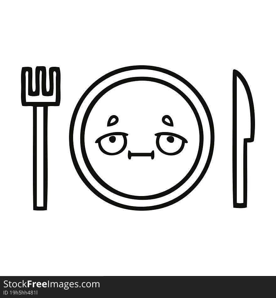 line drawing cartoon dinner plate