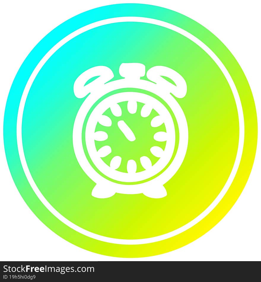 alarm clock circular icon with cool gradient finish. alarm clock circular icon with cool gradient finish