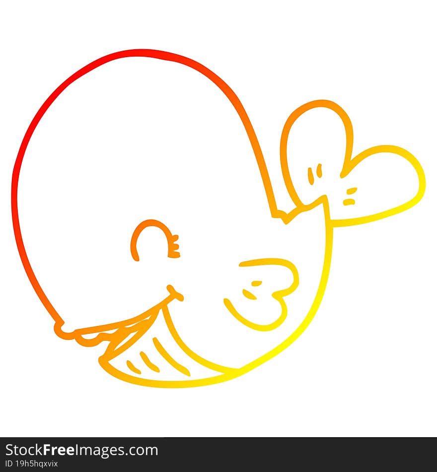 warm gradient line drawing cartoon whale