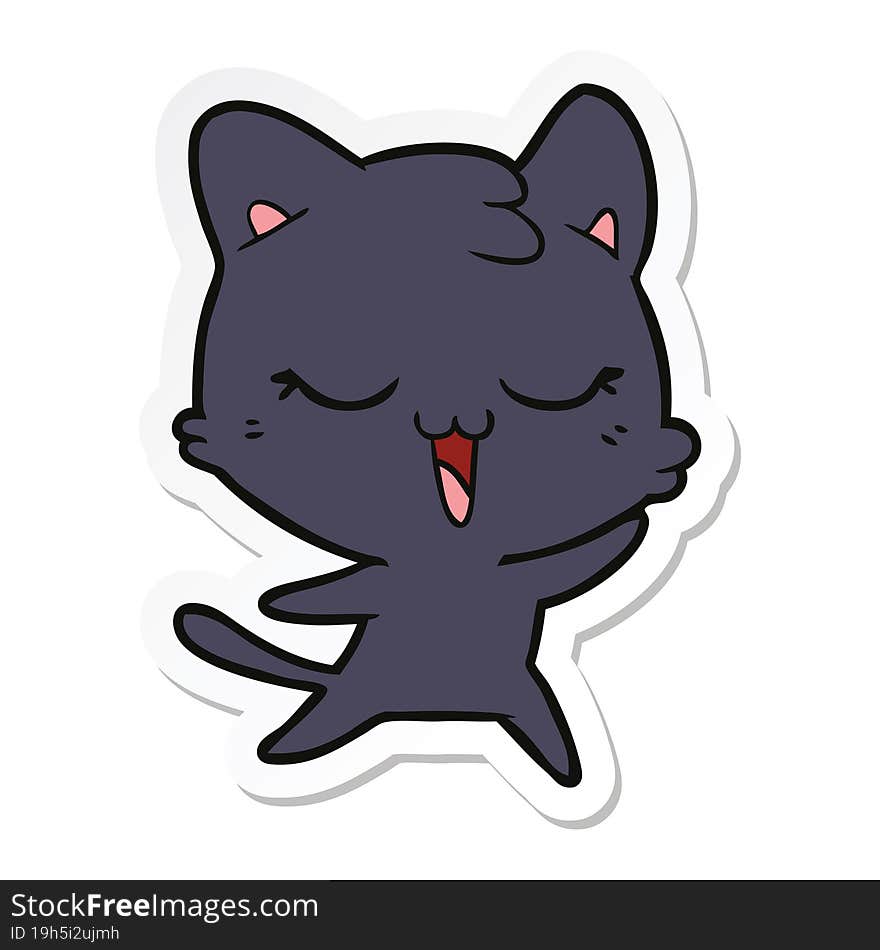 sticker of a happy cartoon cat