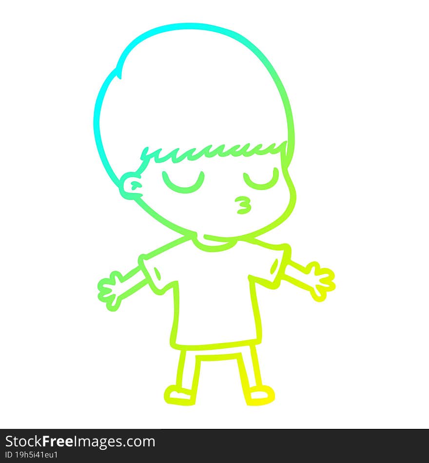 cold gradient line drawing cartoon calm boy