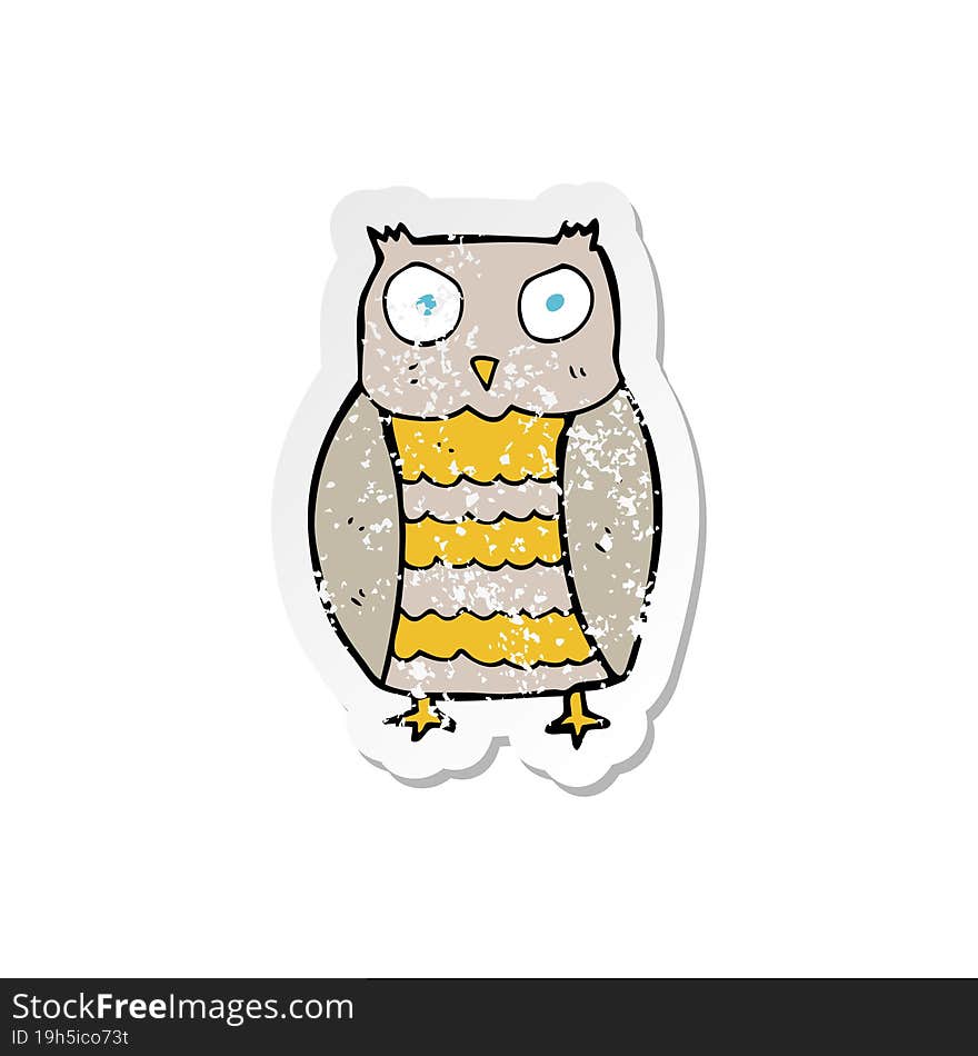 Retro Distressed Sticker Of A Cartoon Owl