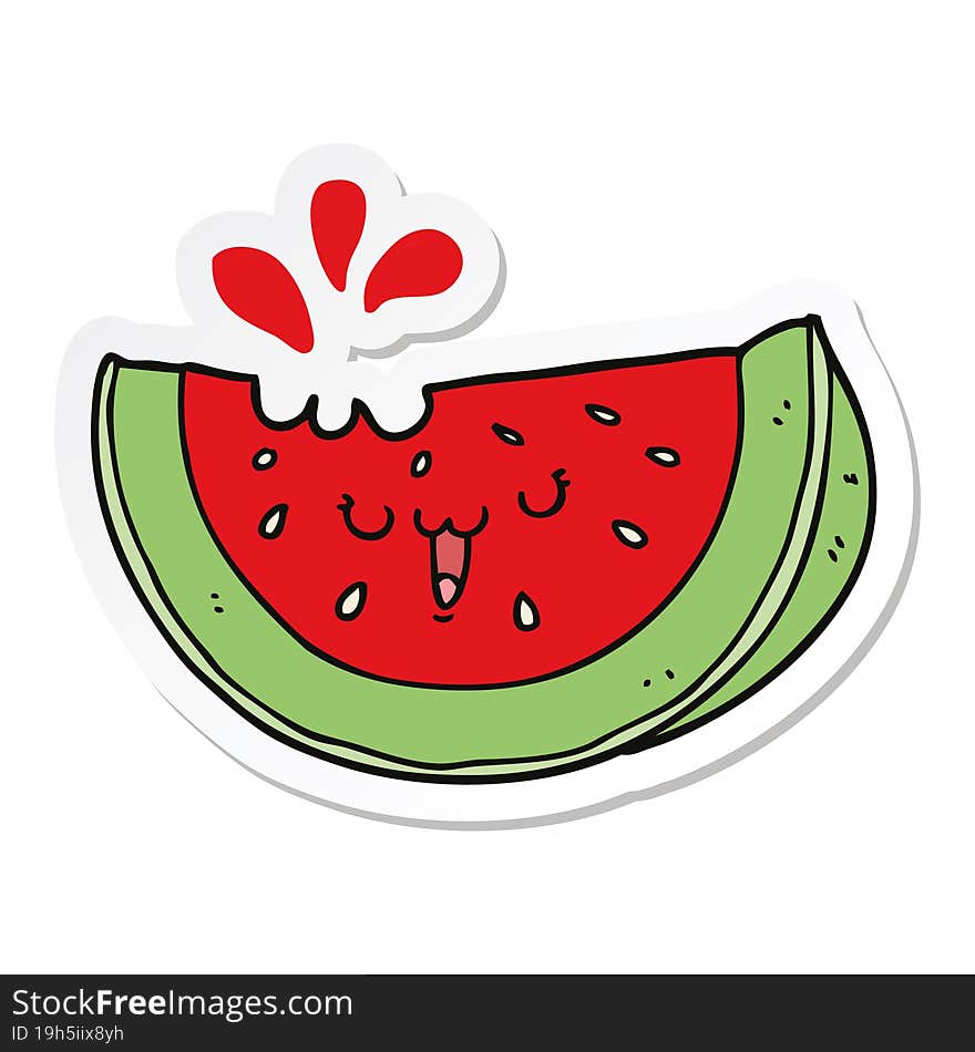 Sticker Of A Cartoon Watermelon