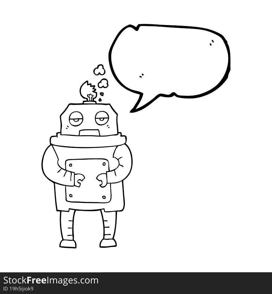 speech bubble cartoon broken robot