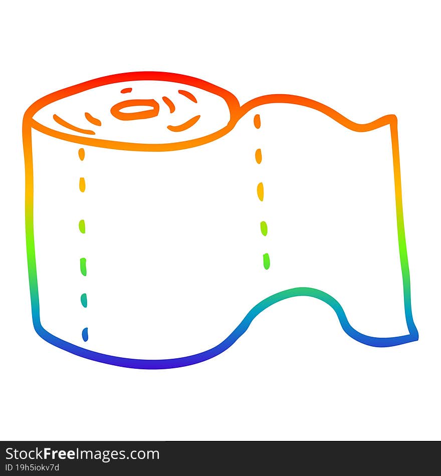 rainbow gradient line drawing cartoon toilet roll