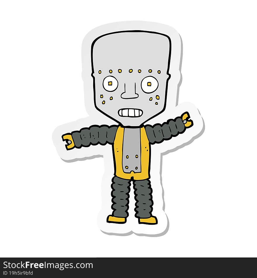 sticker of a cartoon robot