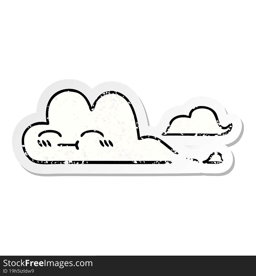 distressed sticker of a cute cartoon white cloud