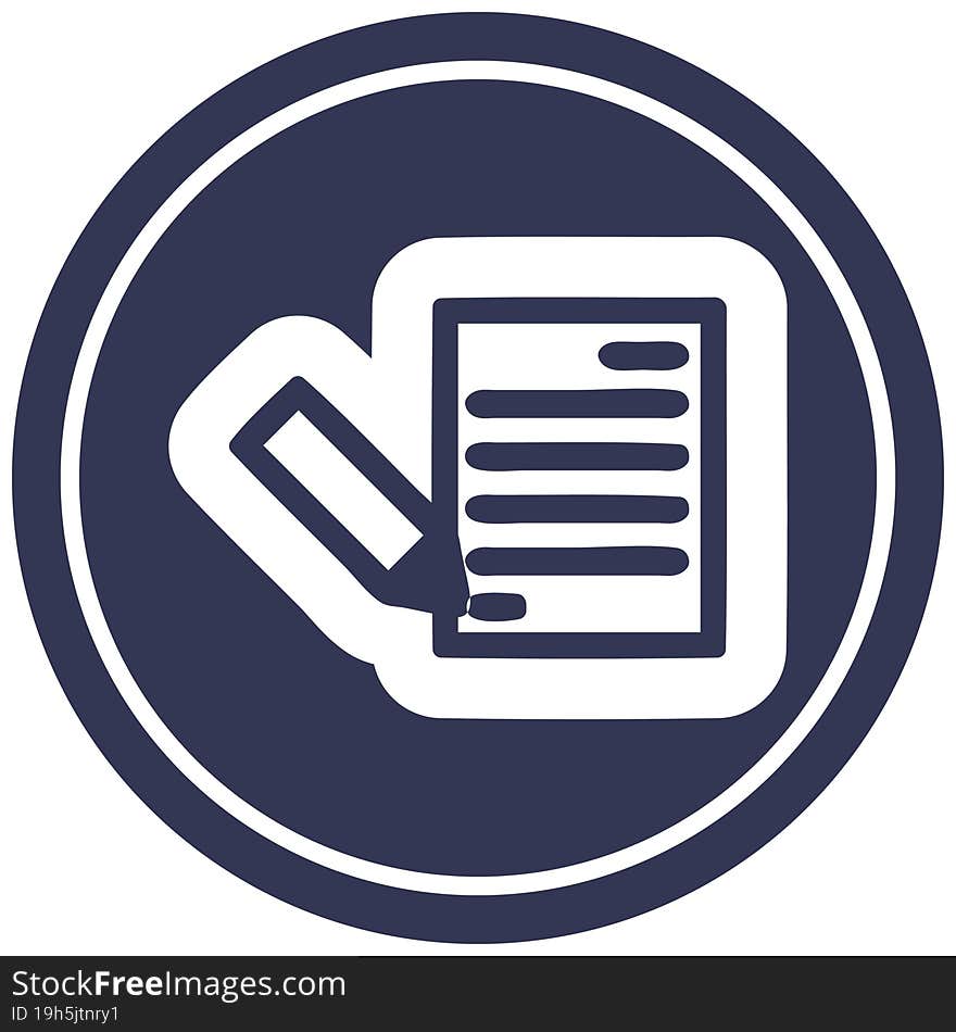 document and pencil circular icon