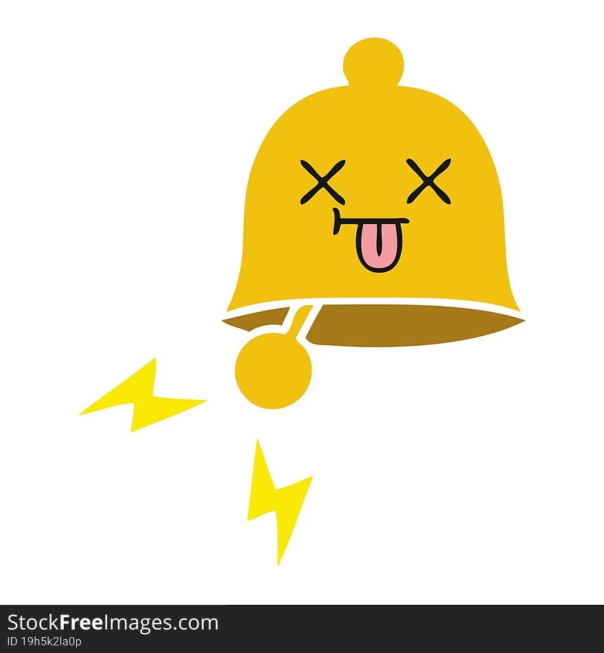 flat color retro cartoon of a ringing bell