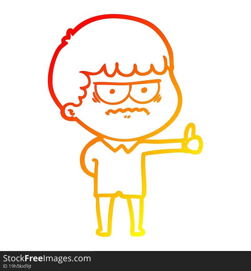 warm gradient line drawing cartoon annoyed man