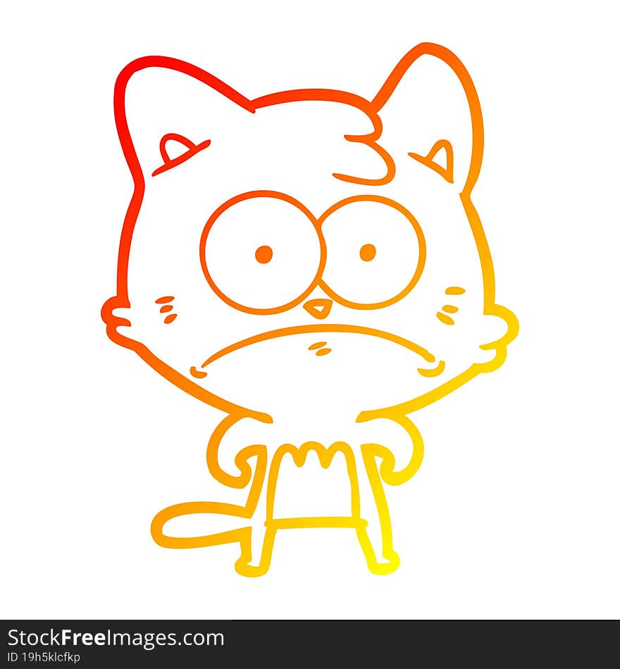 warm gradient line drawing cartoon nervous cat