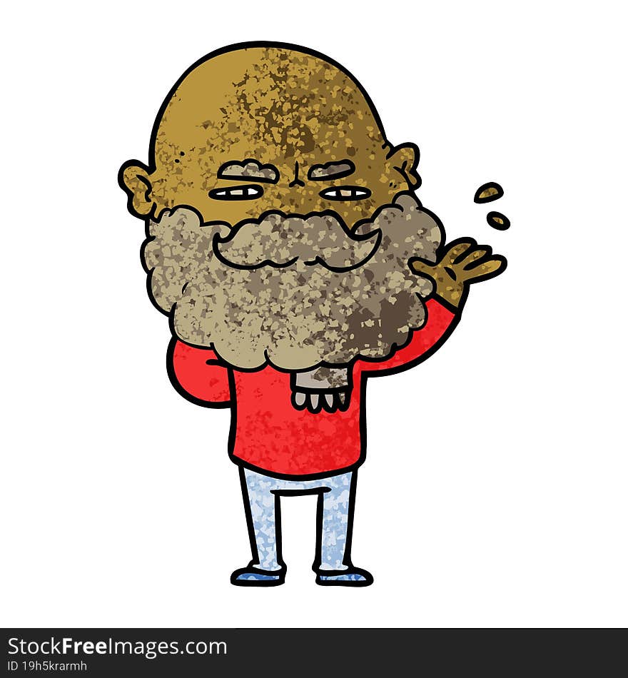 cartoon dismissive man with beard frowning. cartoon dismissive man with beard frowning