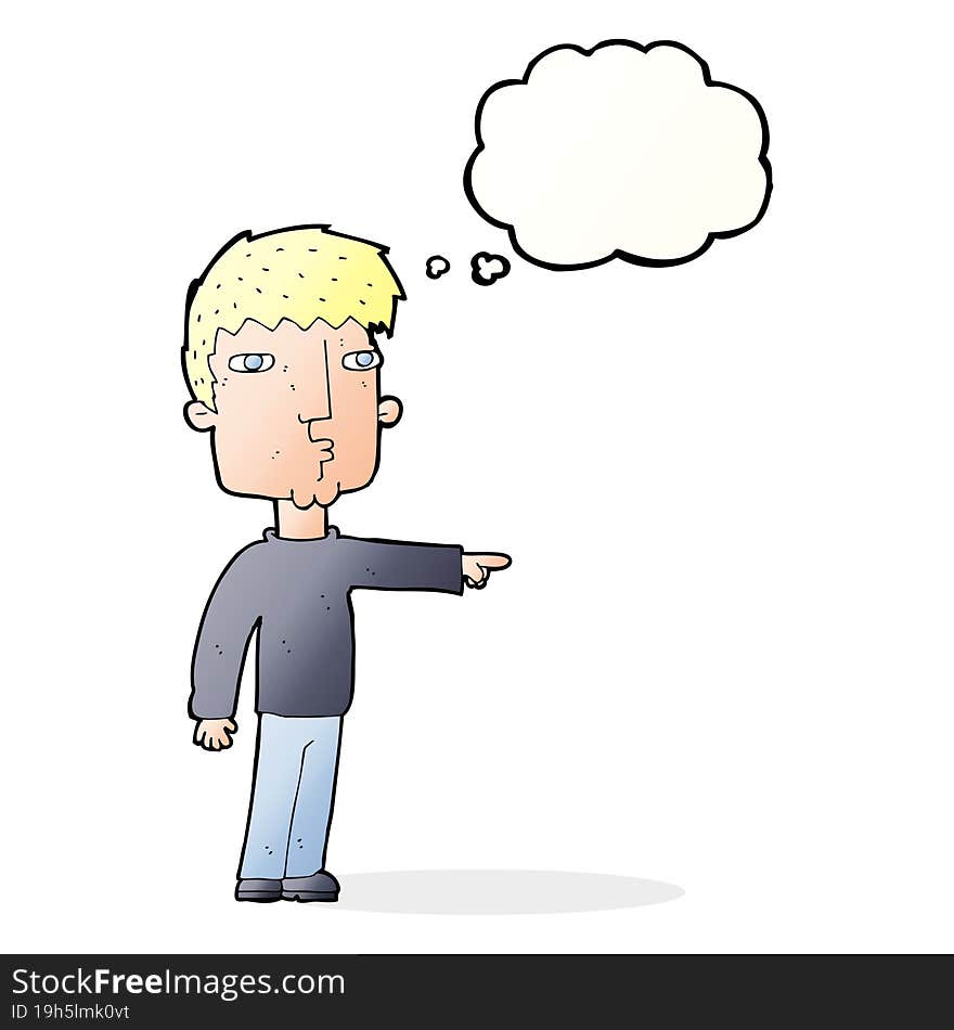 cartoon pointing man with speech bubble