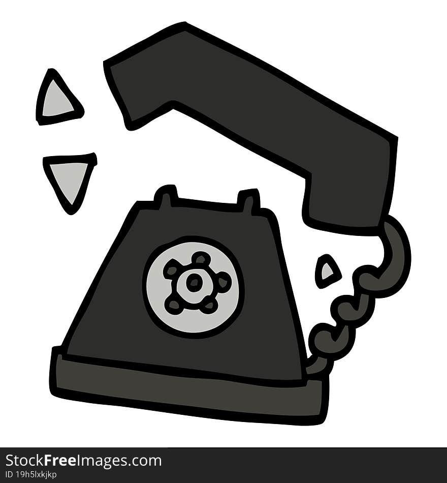 cartoon doodle retro telephone