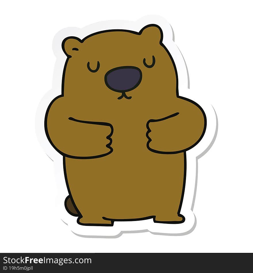 Sticker Of A Quirky Hand Drawn Cartoon Beaver