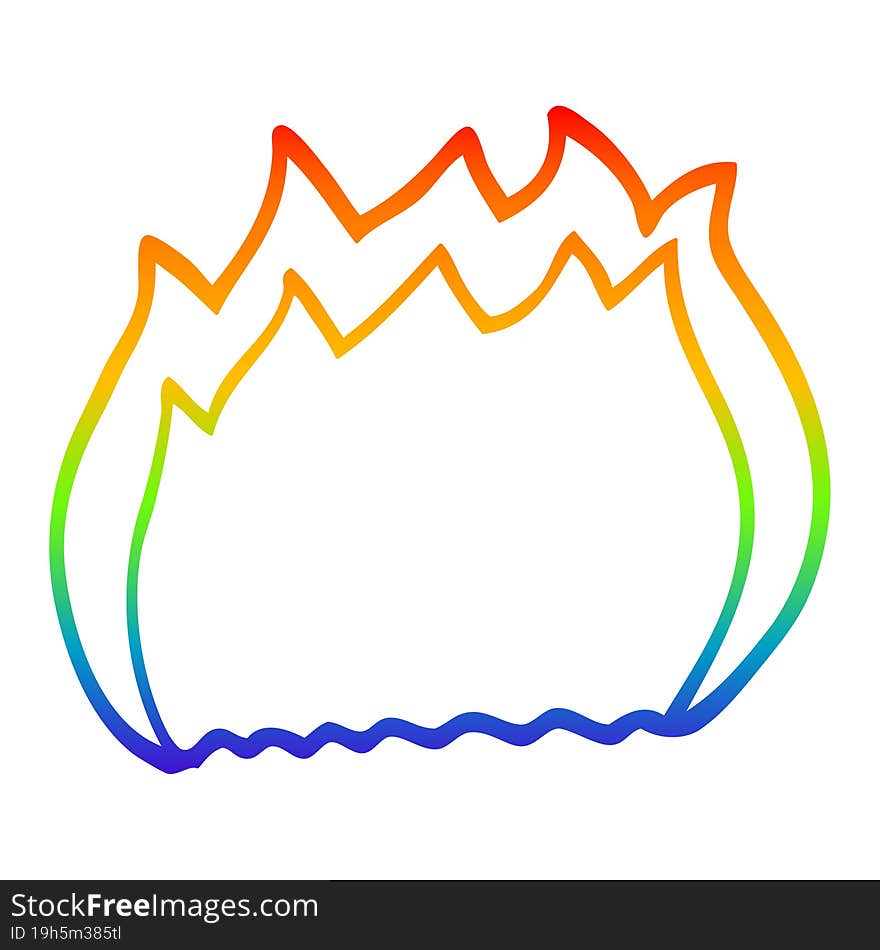 rainbow gradient line drawing cartoon fire