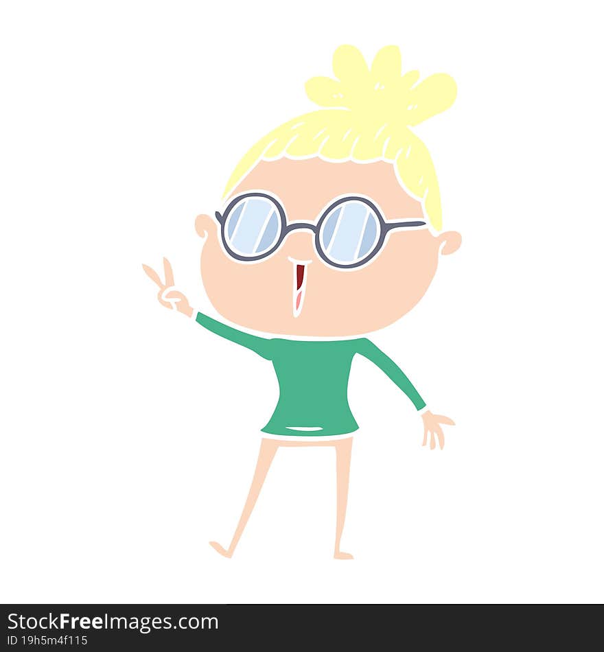 flat color style cartoon woman wearing spectacles