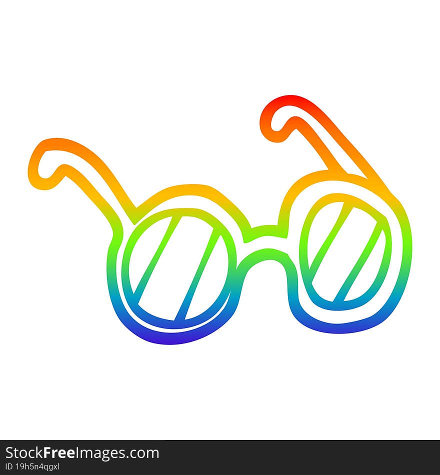 rainbow gradient line drawing cartoon spectacles