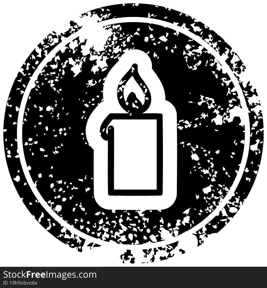 burning candle distressed icon symbol