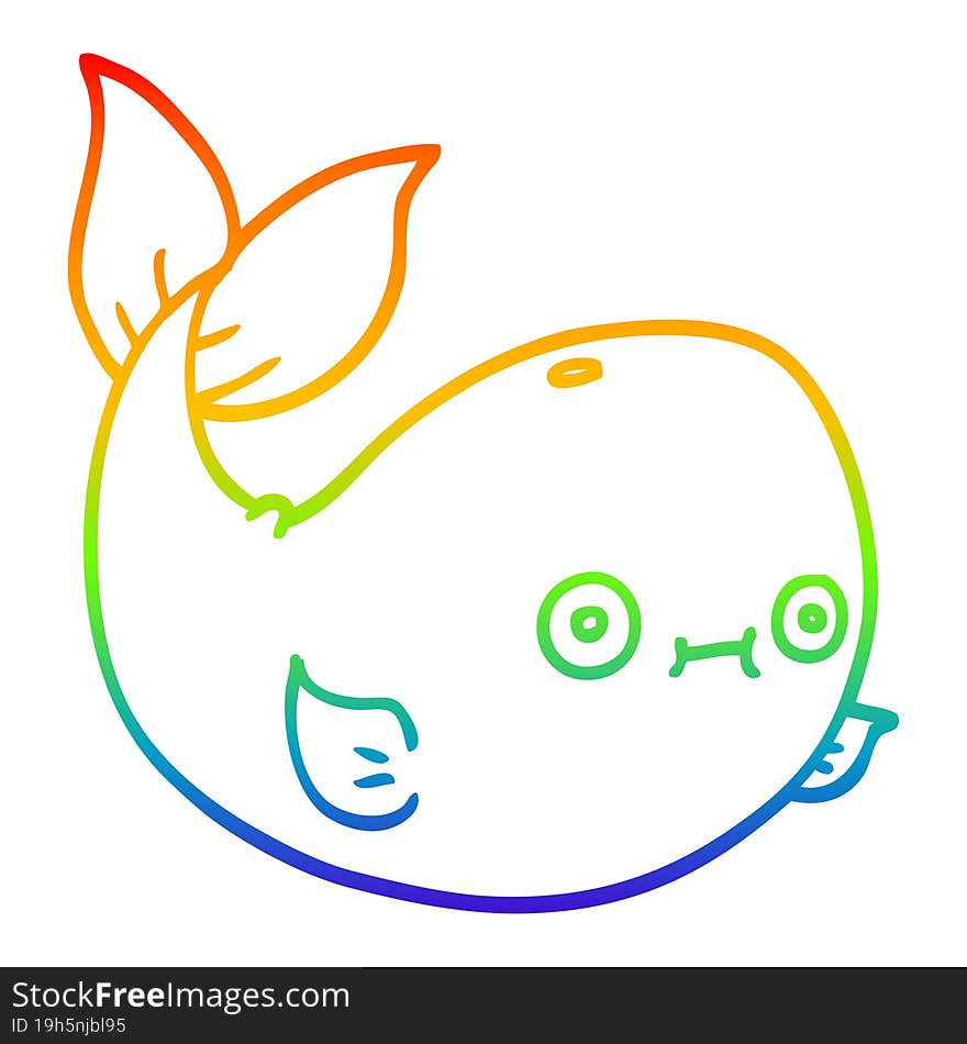 Rainbow Gradient Line Drawing Cartoon Sea Whale