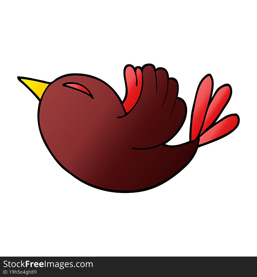 cartoon doodle red bird