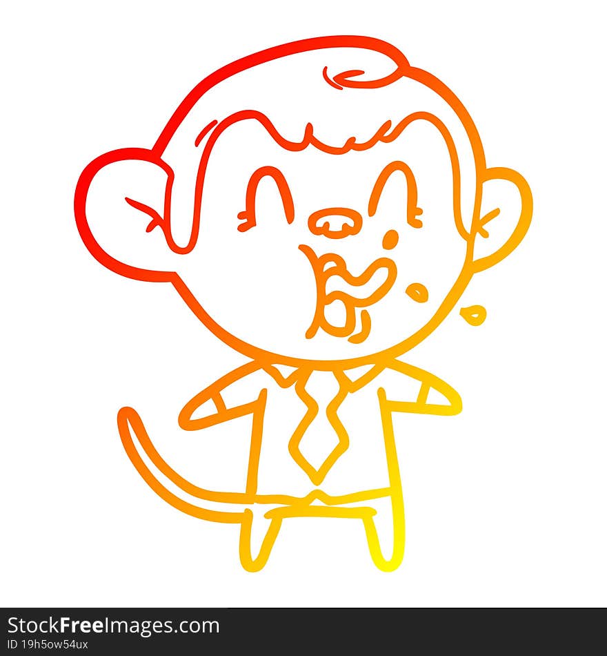 warm gradient line drawing crazy cartoon business monkey