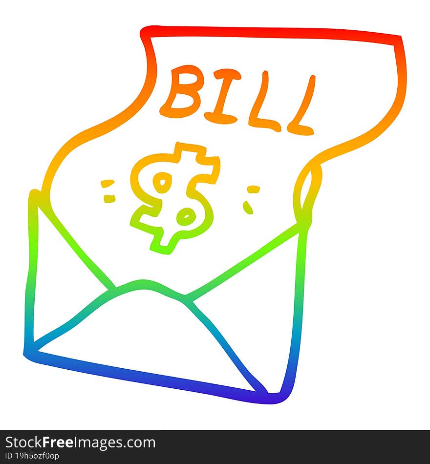 rainbow gradient line drawing cartoon debt bill