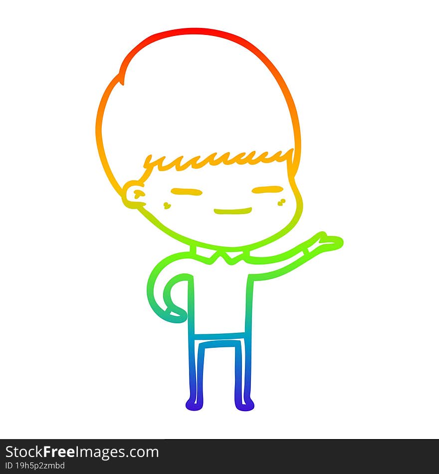 rainbow gradient line drawing cartoon smug boy