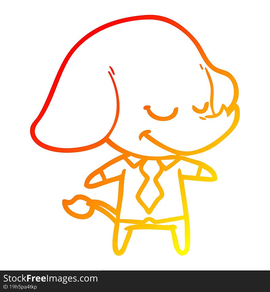 warm gradient line drawing cartoon smiling elephant manager