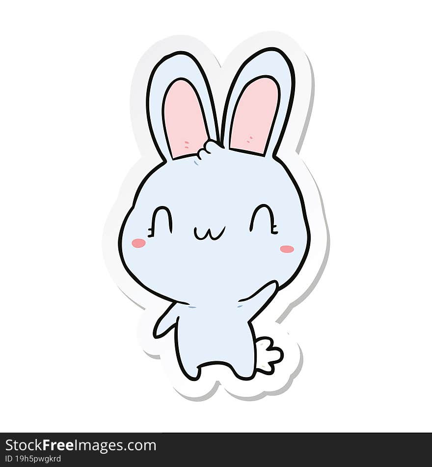 sticker of a cartoon rabbit waving