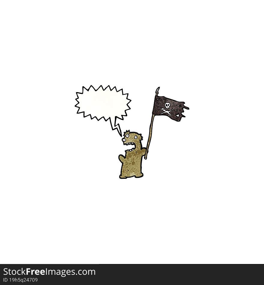 cartoon teddy bear with pirate flag